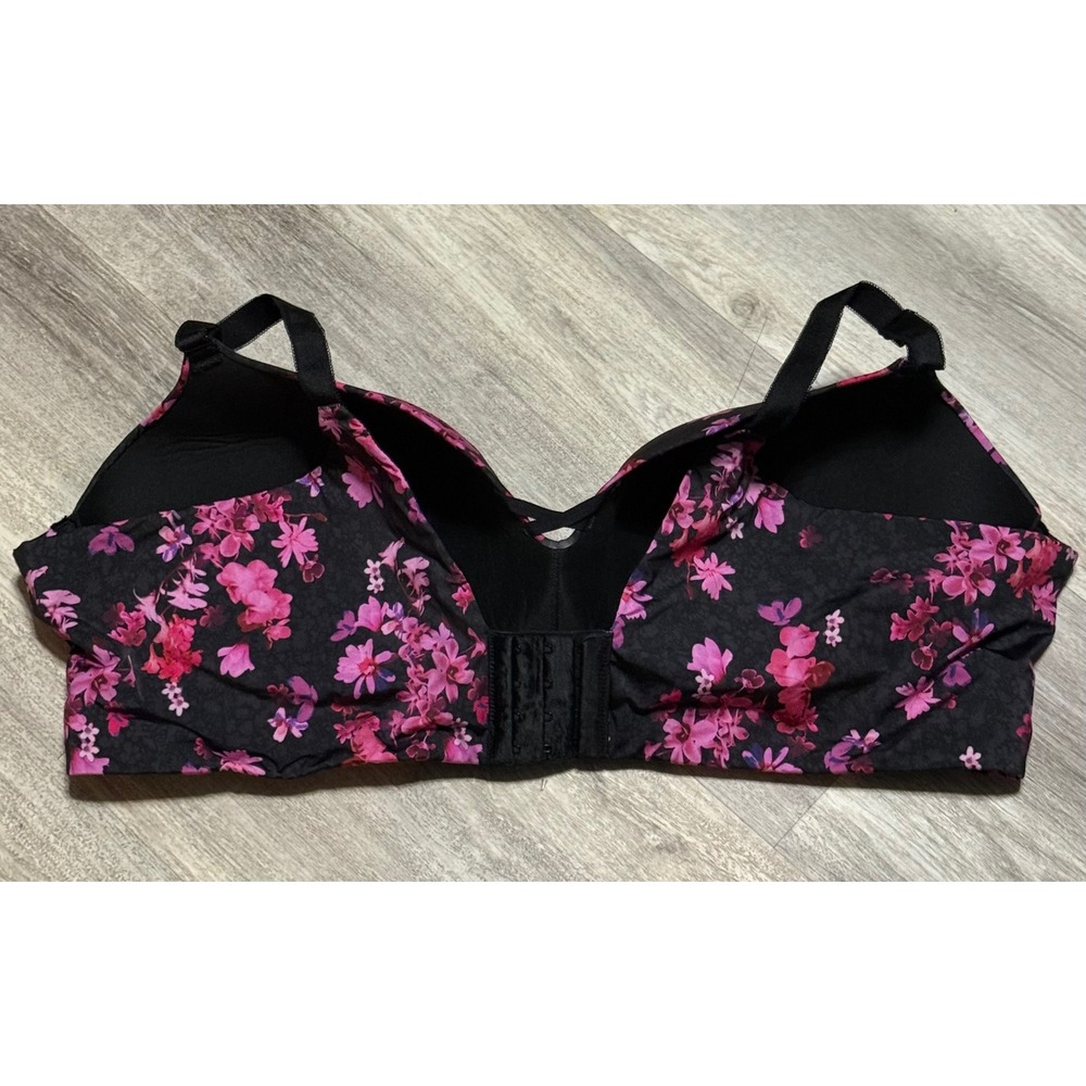 Torrid Curve Floral Print Underwire Bra Plus Size Black Pink - Picture 2 of 5